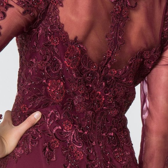 Lace Bodice V-Neck A-Line Prom Dress GSGL2825 - Picture 5 of 9